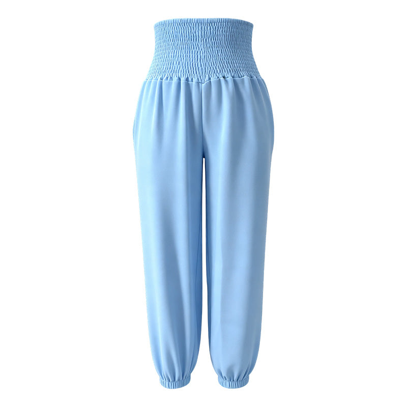 Pantalon sarouel décontracté pour femme avec taille élastique froncée