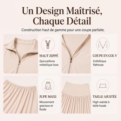 Ensemble top court et jupe longue pour femme
