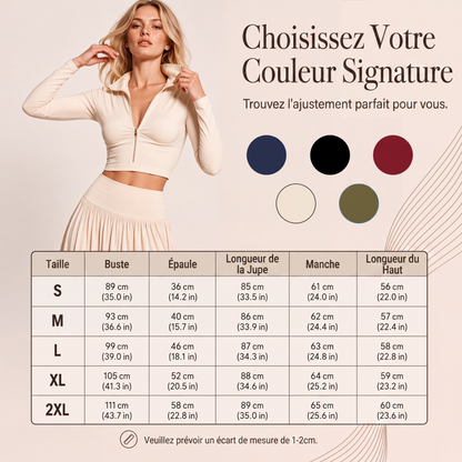 Ensemble top court et jupe longue pour femme