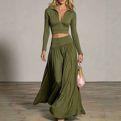 Ensemble top court et jupe longue pour femme
