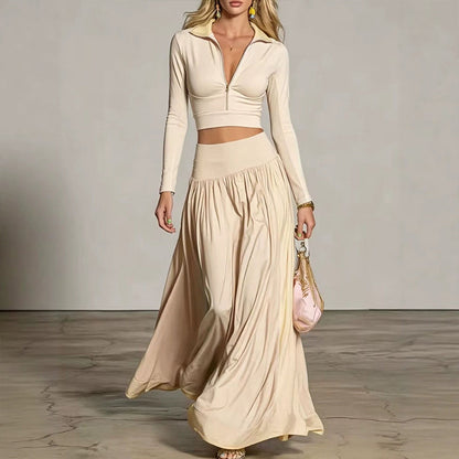 Ensemble top court et jupe longue pour femme