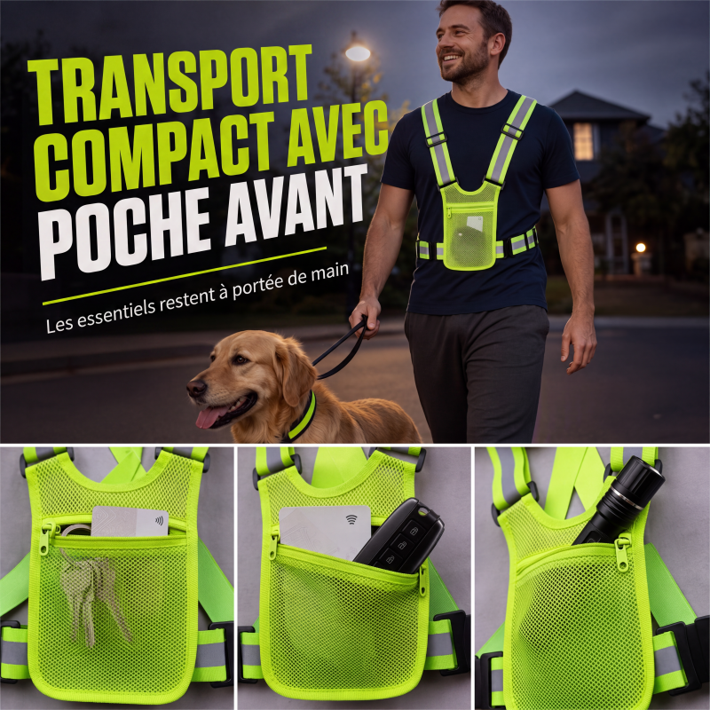 🦺 50% DE RÉDUCTION! 🏃 Gilet réfléchissant haute visibilité – Ajustable, léger & poche intégrée – Sécurité optimale pour la course, le vélo et les déplacements 🌙