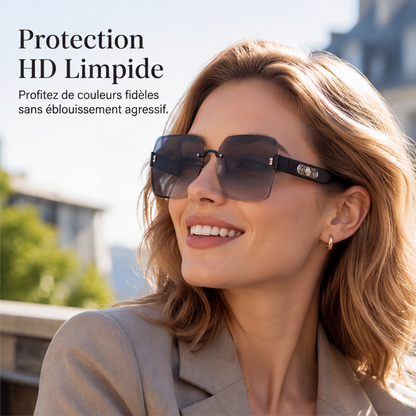 🕶️ -50% ! ✨ Lunettes de Soleil Carrées Sans Bord pour Femmes – Résine HD UV400 & Métal – Design Oversize avec Perles Décoratives pour Look Urbain Chic 💎