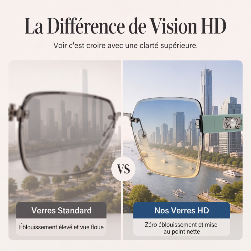 🕶️ -50% ! ✨ Lunettes de Soleil Carrées Sans Bord pour Femmes – Résine HD UV400 & Métal – Design Oversize avec Perles Décoratives pour Look Urbain Chic 💎