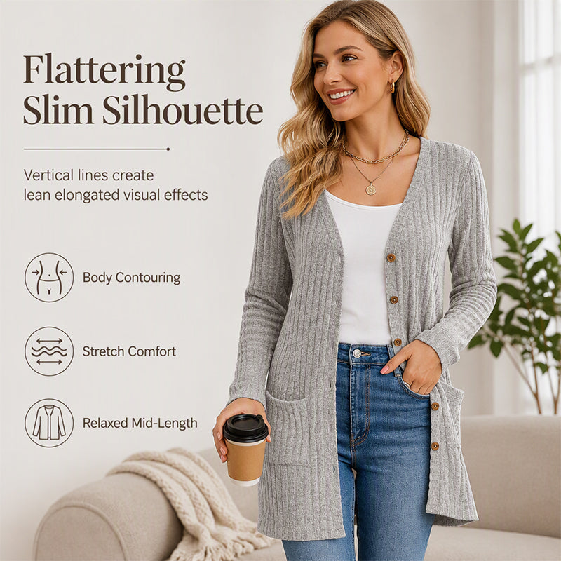 🌸 Nouveautés automne 2026 ✨ Cardigan mi-long en maille avec poches
