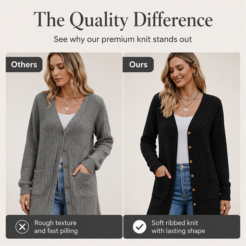 🌸 Nouveautés automne 2026 ✨ Cardigan mi-long en maille avec poches