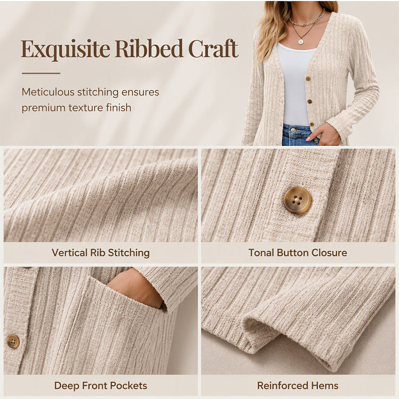 🌸 Nouveautés automne 2026 ✨ Cardigan mi-long en maille avec poches