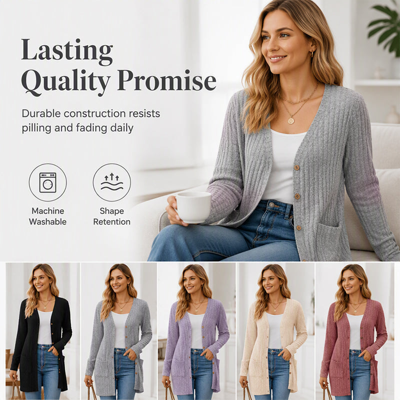 🌸 Nouveautés automne 2026 ✨ Cardigan mi-long en maille avec poches