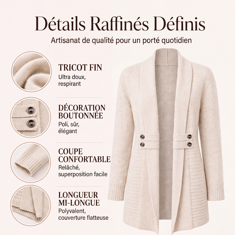 Cardigan en maille croisé décontracté pour femme