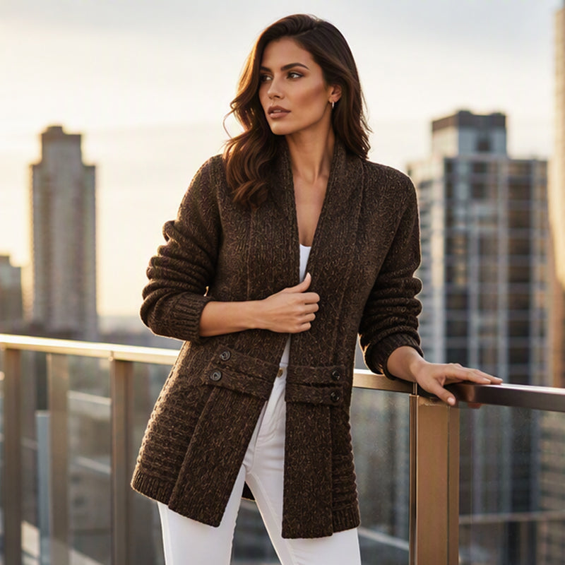 Cardigan en maille croisé décontracté pour femme
