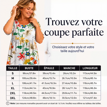 Robe imprimée à manches courtes pour femme avec poches