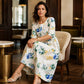 Robe imprimée à manches courtes pour femme avec poches