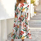 Robe imprimée à manches courtes pour femme avec poches