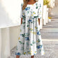 Robe imprimée à manches courtes pour femme avec poches