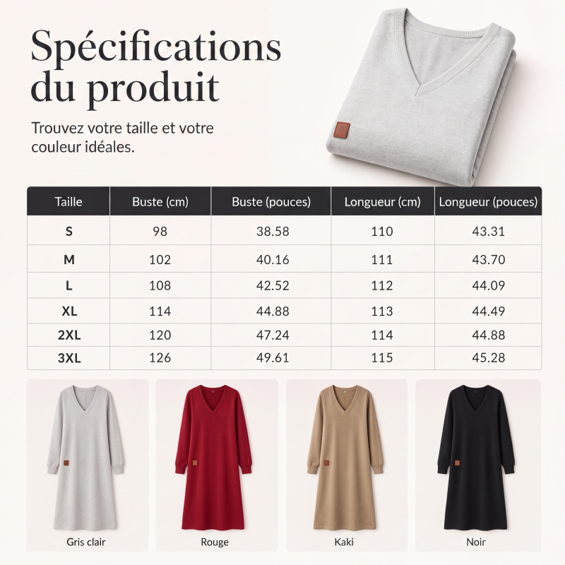 Robe mi-longue à col V flatteuse