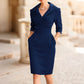 Robe fourreau élégante à col revers avec poches