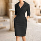 Robe fourreau élégante à col revers avec poches
