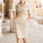 Robe fourreau élégante à col revers avec poches