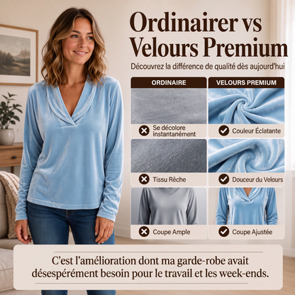 Haut élégant en velours à col V pour femme