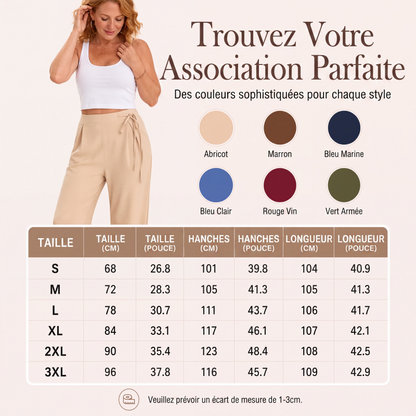 Pantalon droit taille haute avec cordon de serrage pour femme