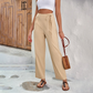 Pantalon droit taille haute avec cordon de serrage pour femme