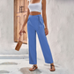 Pantalon droit taille haute avec cordon de serrage pour femme