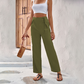 Pantalon droit taille haute avec cordon de serrage pour femme