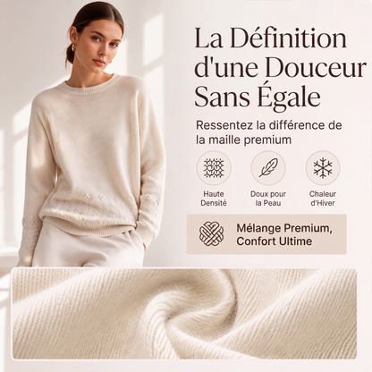 Pull en maille torsadée à col rond pour femme