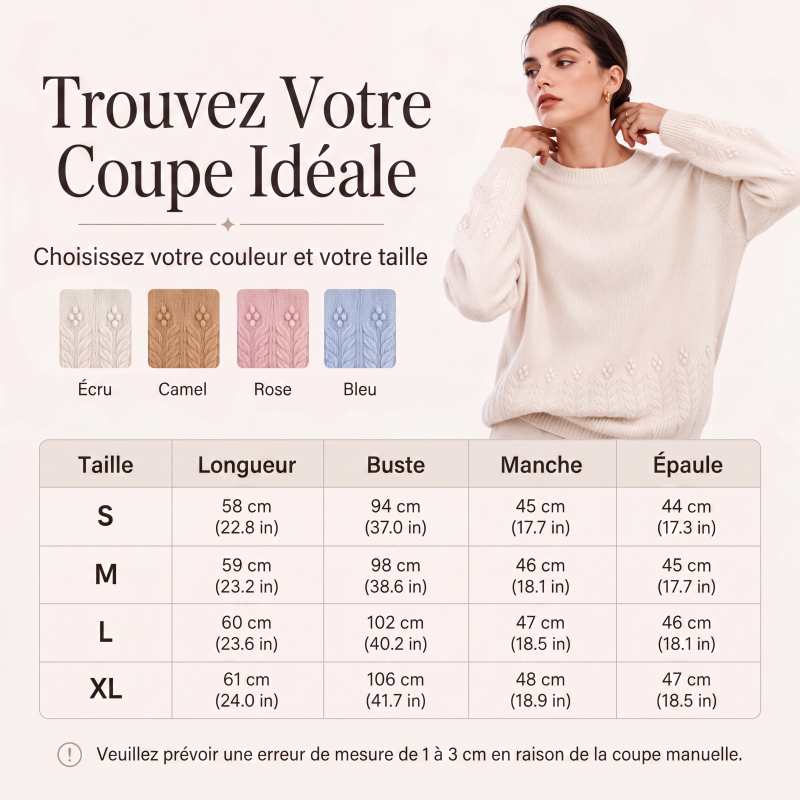 Pull en maille torsadée à col rond pour femme