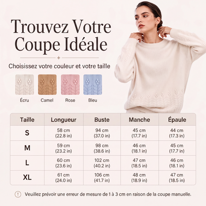 Pull en maille torsadée à col rond pour femme