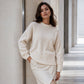 Pull en maille torsadée à col rond pour femme