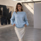 Pull en maille torsadée à col rond pour femme
