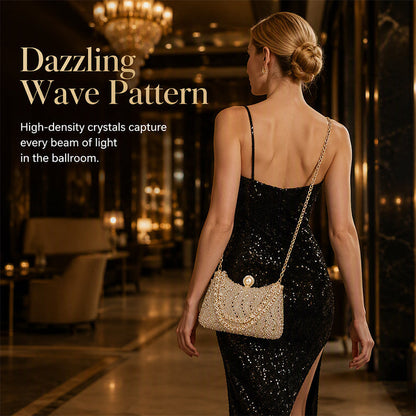 💎 50% DE RÉDUCTION! 👗 Pochette de Soirée Élégante – Fermoir perle, strass haute densité & chaîne amovible – 3-en-1 main/épaule pour mariages et galas ✨