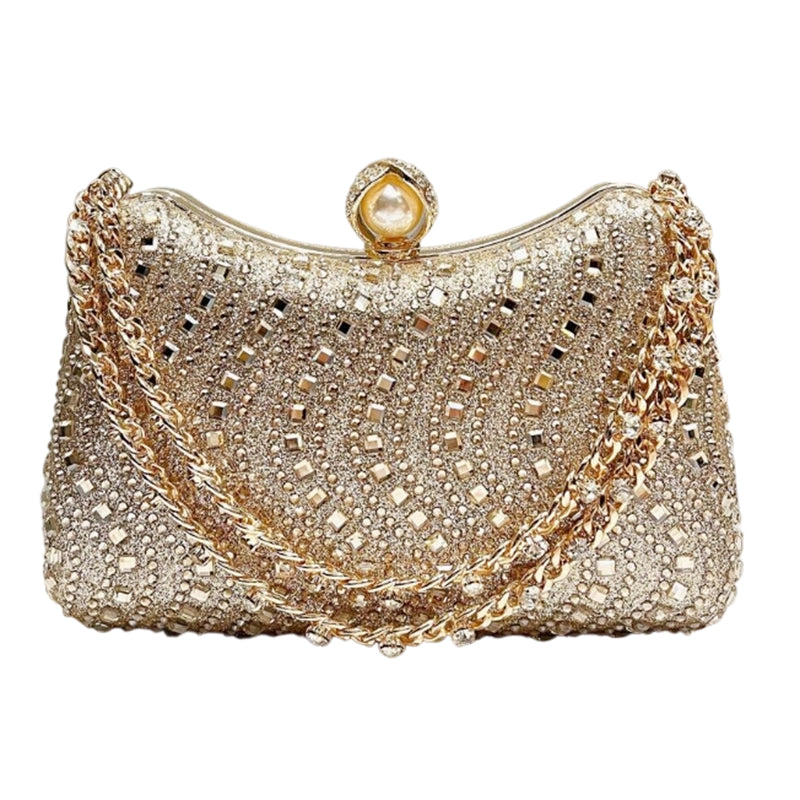 💎 50% DE RÉDUCTION! 👗 Pochette de Soirée Élégante – Fermoir perle, strass haute densité & chaîne amovible – 3-en-1 main/épaule pour mariages et galas ✨