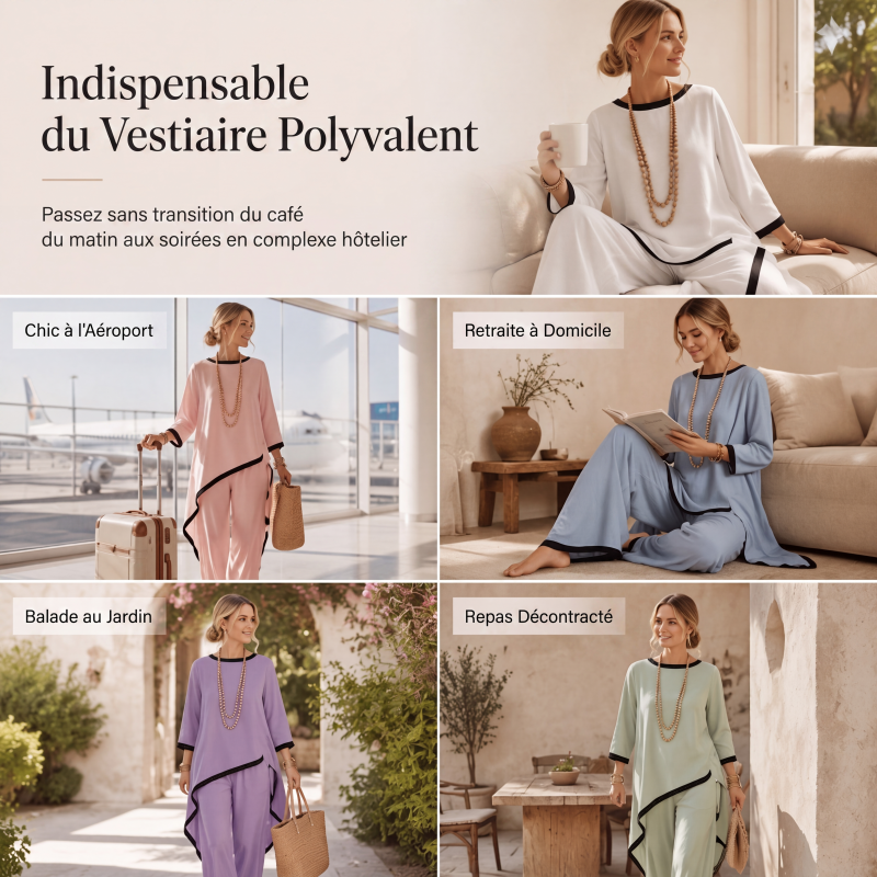 Ensemble tunique décontractée et pantalon large pour femmes