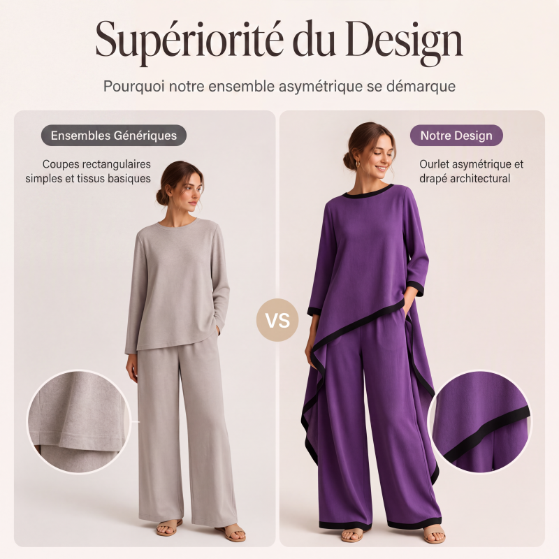 Ensemble tunique décontractée et pantalon large pour femmes