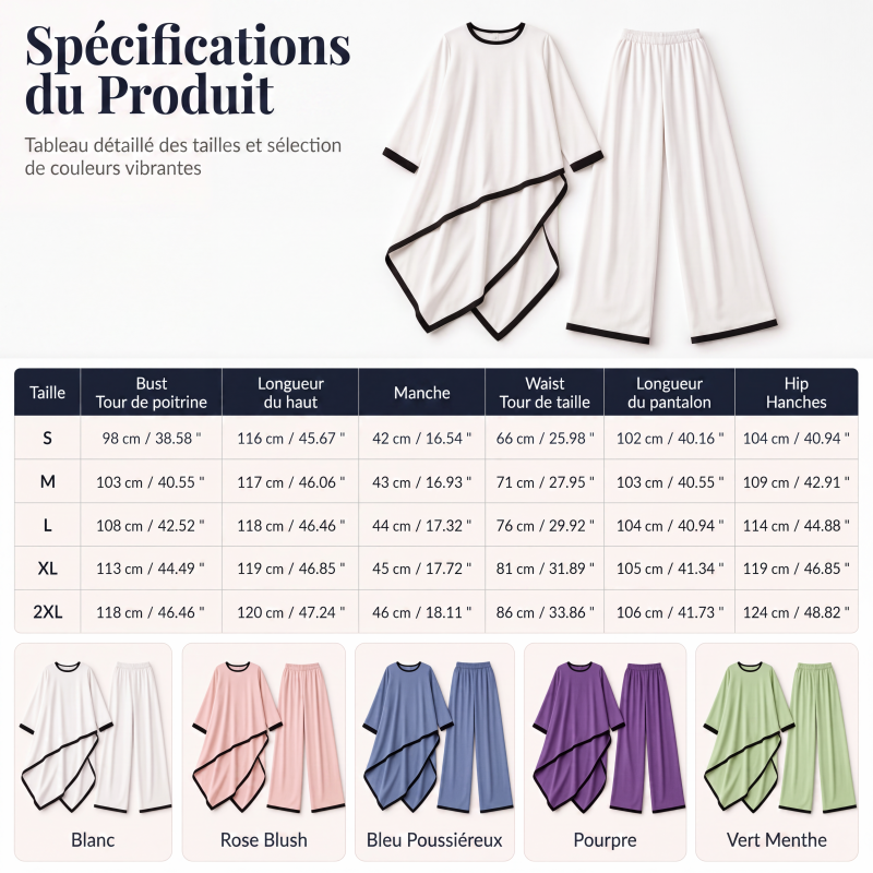 Ensemble tunique décontractée et pantalon large pour femmes