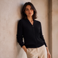 Blouson bomber zippé en maille côtelée pour femme