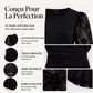 Robe moulante froncée pour femme à manches bouffantes en dentelle
