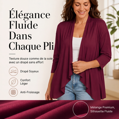 Cardigan femme à manches 3/4 et devant ouvert