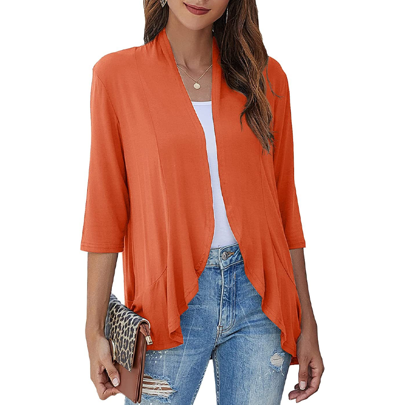 Cardigan femme à manches 3/4 et devant ouvert