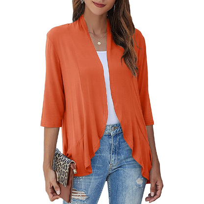 Cardigan femme à manches 3/4 et devant ouvert