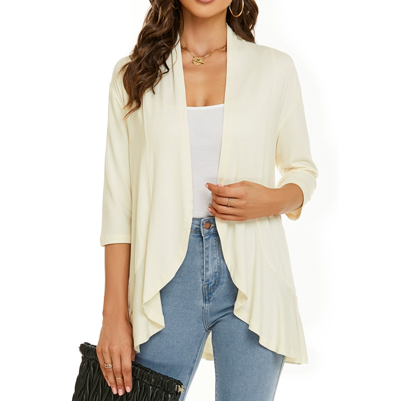 Cardigan femme à manches 3/4 et devant ouvert