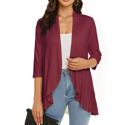 Cardigan femme à manches 3/4 et devant ouvert