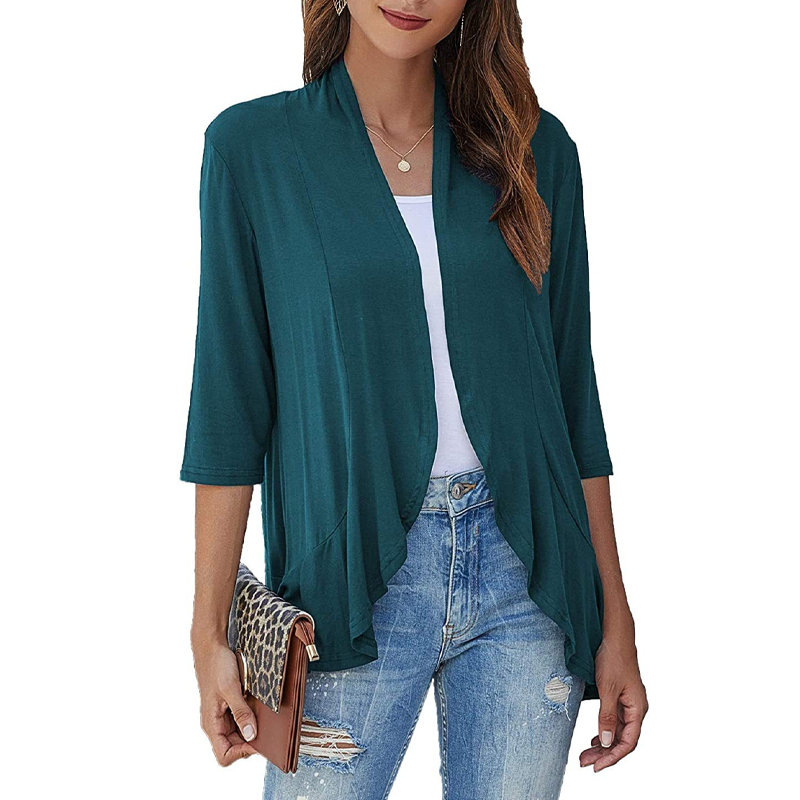 Cardigan femme à manches 3/4 et devant ouvert