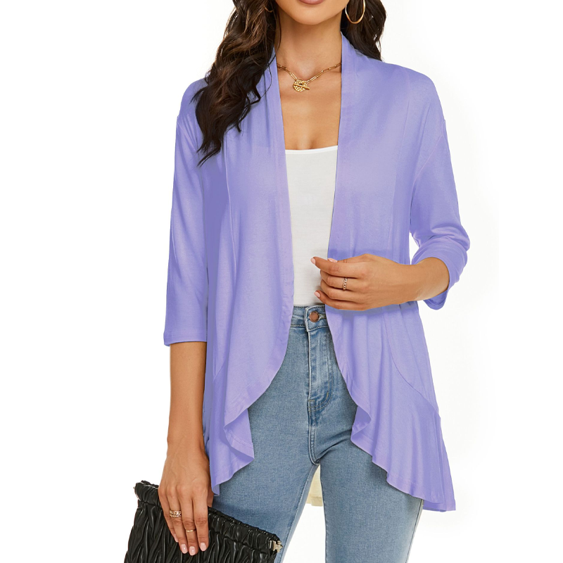 Cardigan femme à manches 3/4 et devant ouvert