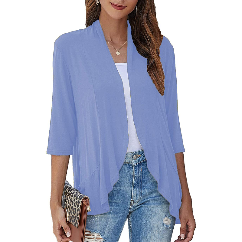 Cardigan femme à manches 3/4 et devant ouvert