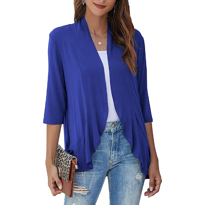 Cardigan femme à manches 3/4 et devant ouvert