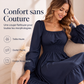 Robe évasée à encolure carrée et smocks pour femme