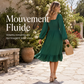 Robe évasée à encolure carrée et smocks pour femme
